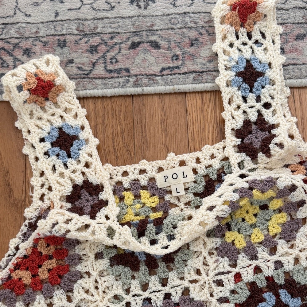 POL Multicolor Crochet Patchwork Tank - image 2